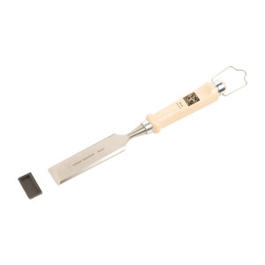 Scalpello per legno LUX 30 mm con manico in legno e protezione lama per lavori di piallatura e scalpellatura.