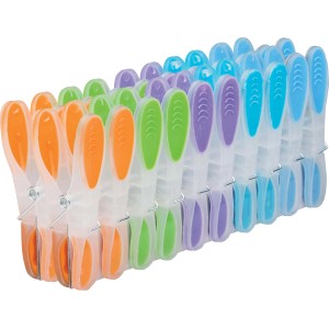 Mollette da bucato multicolore per stendibiancheria, plastica con molla in metallo.