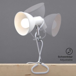 Lampada a clip bianca Briloner con interruttore a cavo, luce da lettura flessibile per scaffali e tavoli.