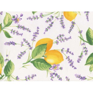 t.b.t. Tovaglia con motivo di limoni e lavanda.