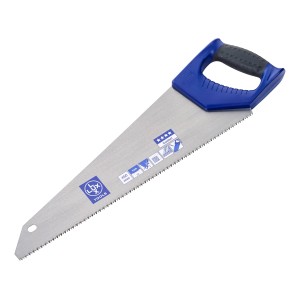 Sega a mano LUX Comfort, 450 mm, con manico blu. Ideale per tagli precisi.