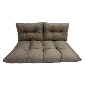 Cuscini da esterno t.b.t. color tortora per mobili da giardino.