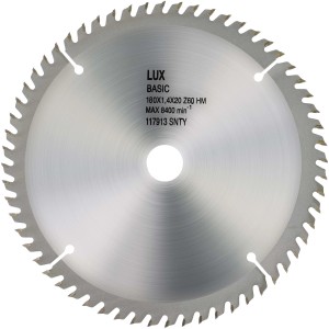 Lama per sega circolare LUX HM per legno, Ø 185 mm, 60 denti, per tagli precisi in legno e derivati.