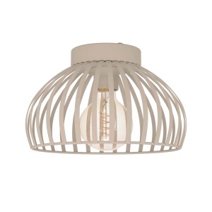 Plafoniere moderna t.b.t. con paralume decorativo a listelli metallici bianchi.