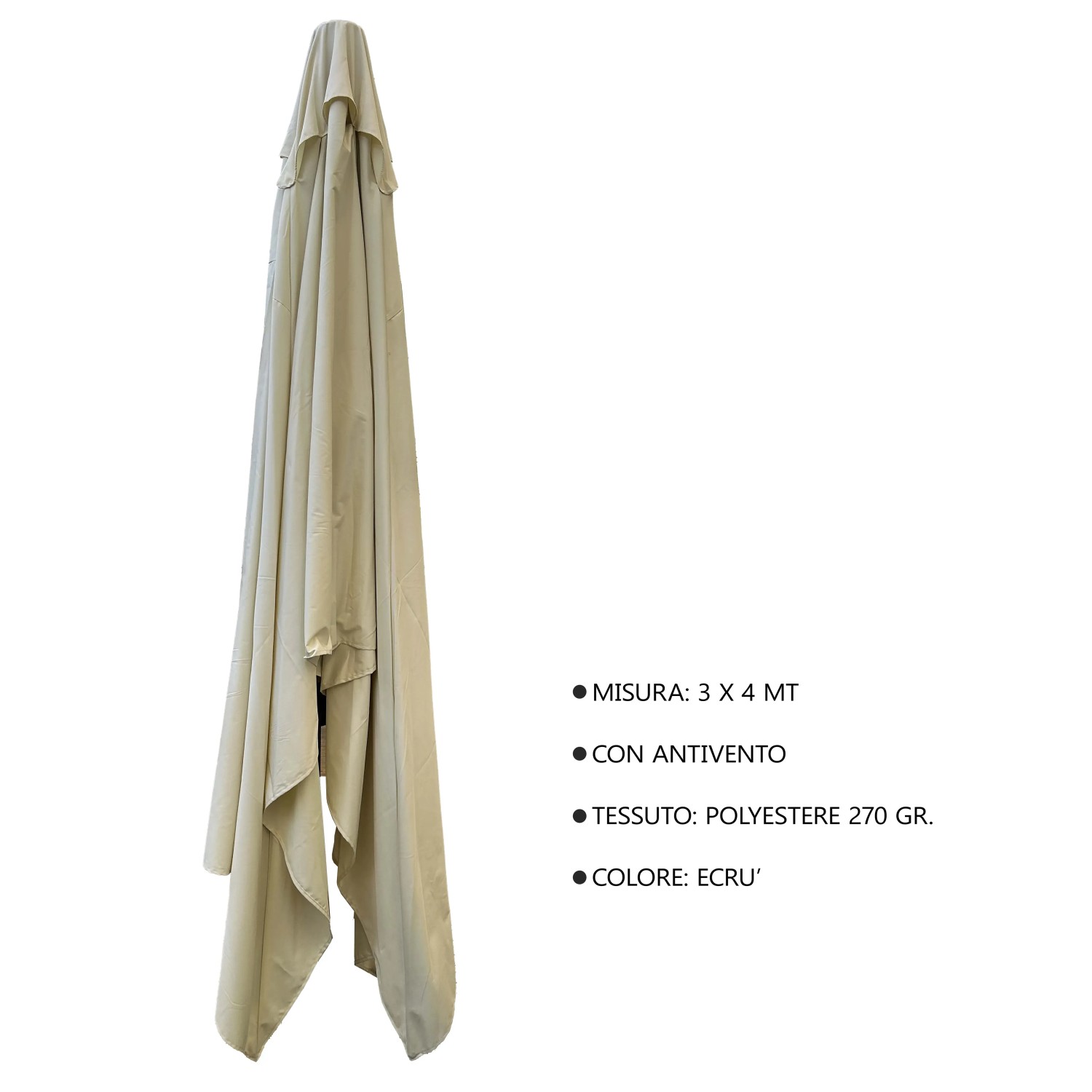 Ombrellone beige piegato della categoria protezione solare.