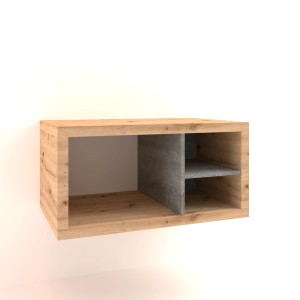 t.b.t. Mobile bagno sospeso effetto legno con inserto ripiano grigio.