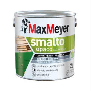 Smalto colorato Max Meyer, Smalto Opaco All'Acqua, per legno, ferro e plastica, latta da 2L.