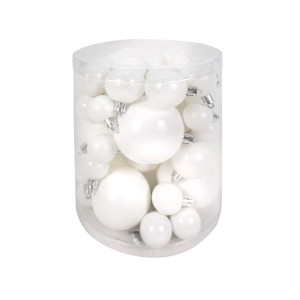 Set di palline bianche per albero di Natale, varie dimensioni, per decorazioni natalizie.