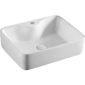 Lavabo da appoggio rettangolare bianco t.b.t. per bagni moderni.
