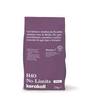 Adesivo per piastrelle Kerakoll H40 No Limits, flessibile e versatile, sacco da 2 kg.