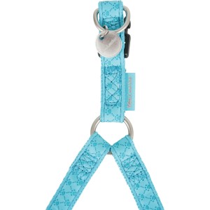 Pettorina per cani azzurra con motivo a zampa, dettaglio.