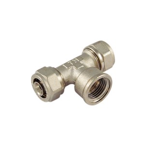 Raccordo a T per tubi multistrato, connettore per sistemi di tubazioni.
