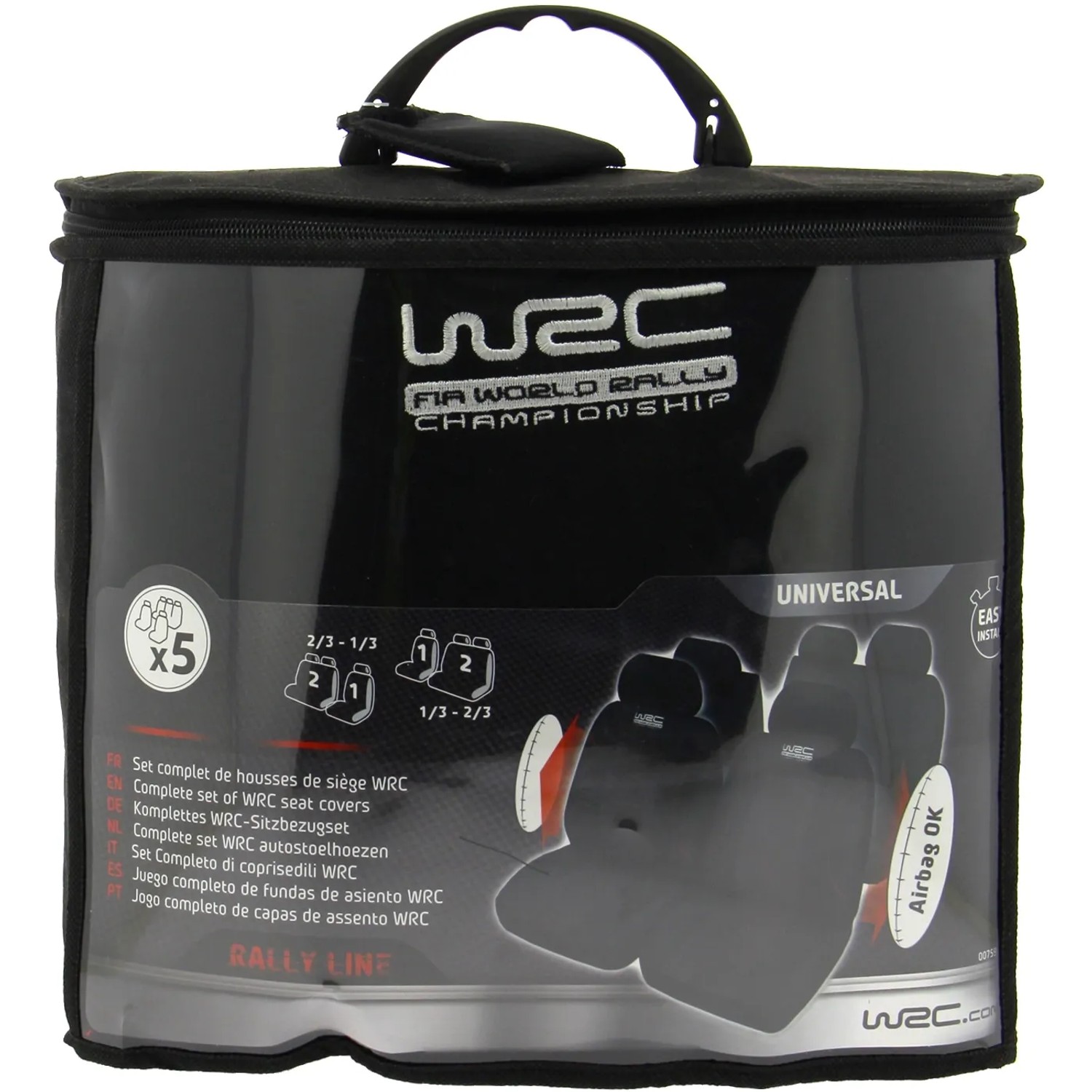 Set coprisedili WRC, 5 pezzi, per interni auto. Misura universale.