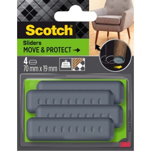 Feltrini Scotch, 4 pezzi, 70x19mm, per proteggere i pavimenti e spostare facilmente i mobili.