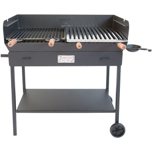 Barbecue a carbonella nero t.b.t. con ripiano e ruote.