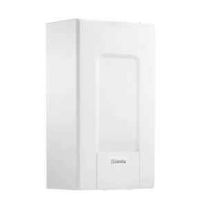 Caldaia bianca t.b.t. per sistemi di riscaldamento.