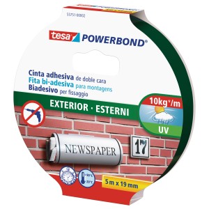 Nastro di montaggio Tesa Powerbond per esterni, 5m x 19mm, tiene fino a 10kg/m.
