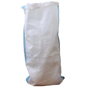 Sacco da costruzione/sacchetto per macerie bianco con cuciture blu. Adatto per lavori di costruzione.