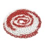 Catena di plastica rossa e bianca, arrotolata. Ideale per delimitare.