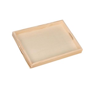Vassoio in legno grezzo per accessori artistici. Ideale per dipingere e decorare.