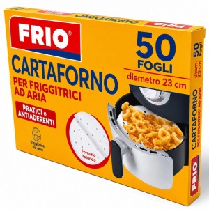 Carta forno per friggitrici ad aria FRIO 50 fogli quadrati 23x23 cm
