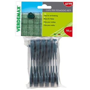 Clip Verdemax per fissaggio reti, 10 pezzi, verde scuro.