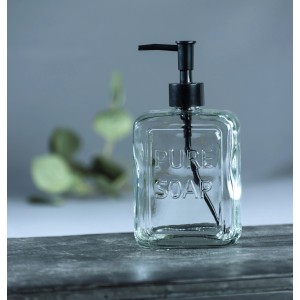 t.b.t. Dispenser sapone in vetro con erogatore nero.