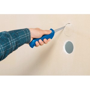 Sega per cartongesso LUX Classic 160 mm taglia un foro nel muro di cartongesso.