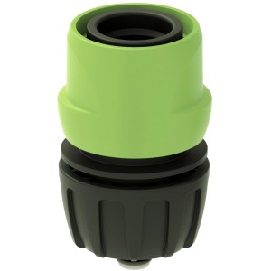 Connettore per irrigazione verde e nero per tubi da giardino.