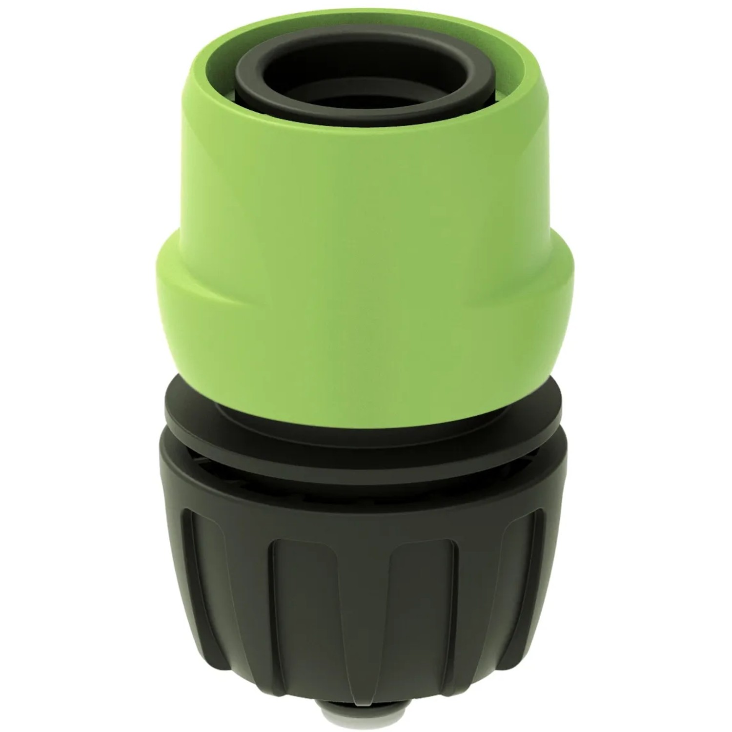 Connettore per irrigazione verde e nero per tubi da giardino.