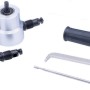 Set accessori per trapano t.b.t.: taglia metalli, manico, chiave inglese e perno.