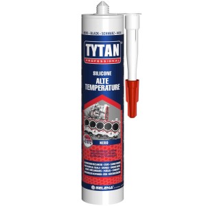 Sigillante siliconico Tytan, resistente al calore, nero. Per sigillature ad alte temperature.