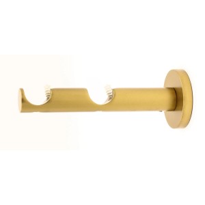 Supporto doppio per bastone per tende color oro per montaggio a parete.