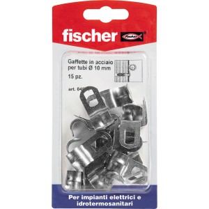 Fischer Tasselli fascette stringitubo, acciaio, 10 mm, 15 pezzi, per fissaggio tubi.