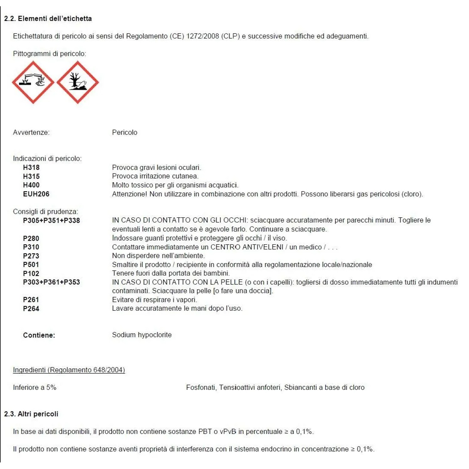 Indicazioni di pericolo 2