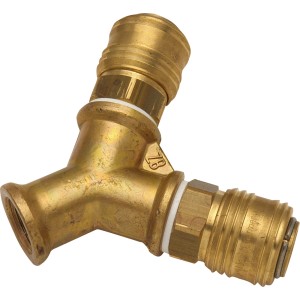 Distributore aria compressa LUX G 3/8 in ottone per due utensili pneumatici.