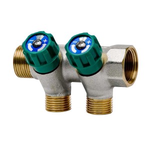 t.b.t. Raccordi per lavelli: Valvola in ottone con manopole verdi per lavabi.