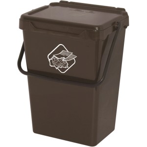 Cestino/Pattumiere t.b.t. marrone con coperchio e maniglia.