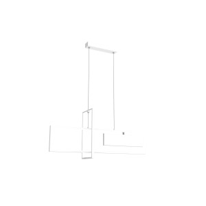 Moderna lampada a sospensione bianca t.b.t. con design geometrico per spazi abitativi.