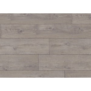 Pavimento in PVC effetto legno grigio-marrone. Piastrelle resistenti e facili da pulire.