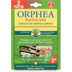 Orphea Salvalana antitarme per armadi, 2 pezzi. Protegge lana e tessuti.