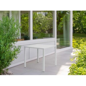 Tavolo da giardino impilabile Contract in acciaio bianco 80x80 cm