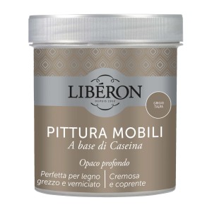 Barattolo di smalto per mobili (t.b.t.) color grigio talpa di Liberon. Per mobili in legno, opaco.