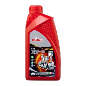 Olio motore rosso Rhütten 15W-40 per motori a benzina, diesel, metano e GPL.