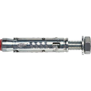 t.b.t. Tassello, ancoraggio a bullone in metallo con dado e rondella.