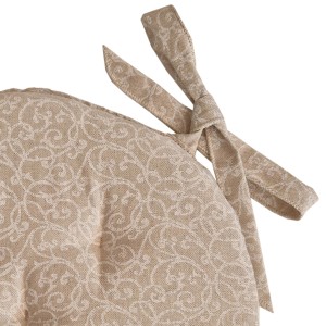 Cuscino per sedia t.b.t. con ornamenti beige e lacci.