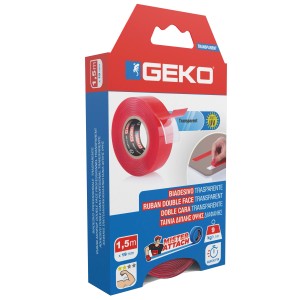 Nastro adesivo trasparente biadesivo Geko, 1,5 m x 19 mm.