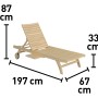 Lettino prendisole Canston in legno di acacia, oliato bianco, con dimensioni e schienale regolabile.