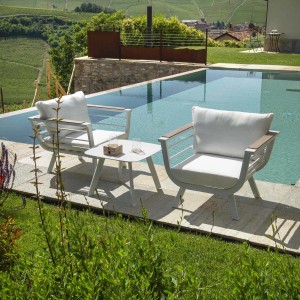 Salotto da giardino Riverside in alluminio bianco con bracciolo 2 posti