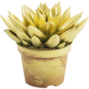 Pianta artificiale dorata in vaso, ideale per decorazioni interne.